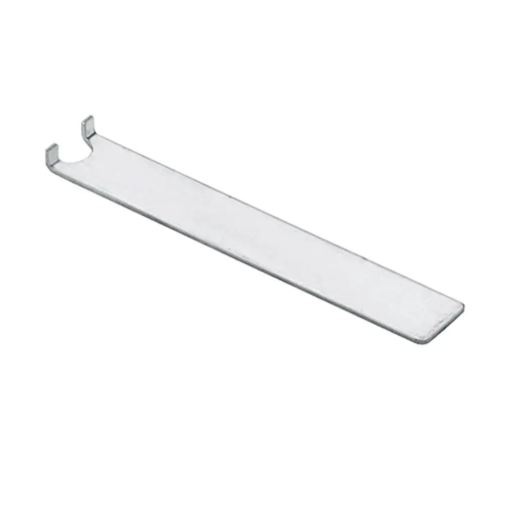 Spannschraubenschlüssel aus Metall mit einer eingekerbten Öffnung an einem Ende, geeignet für Kludi Produkte wie WCs oder Bidets.